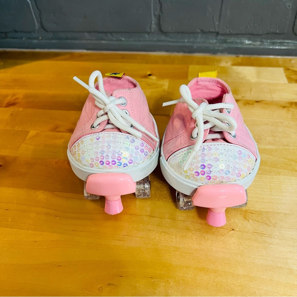 Build A Bear Roller Pink Iridescent Sequin Shoes and Pink Skates Glitter Wheels